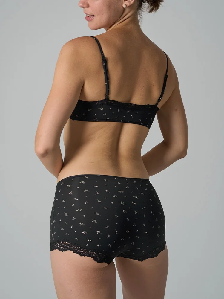 Europe American Simple Pink Light Thin Lace Strap Tank Top Flat Corner Lace Underwear for Women Comfortable Stretchy Short Sets