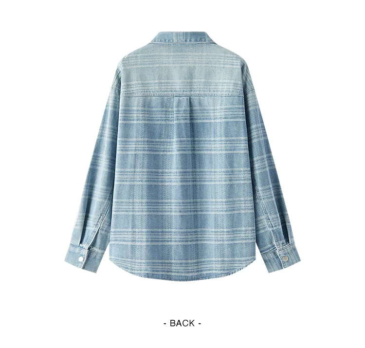 Semir Denim Shirt Women Oversize Spring 2025 New Spring Checkered Blouse Plaid Jacket