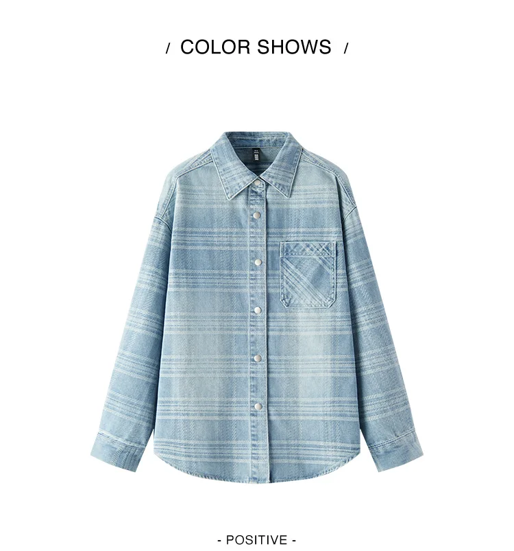 Semir Denim Shirt Women Oversize Spring 2025 New Spring Checkered Blouse Plaid Jacket