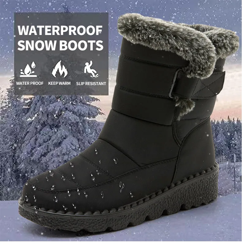 Women's Boots 2025 Trend Winter Shoes For Woman Winter Boots Ankle Low Heels Botas Mujer Waterproof Snow Boots With Fur Shoes