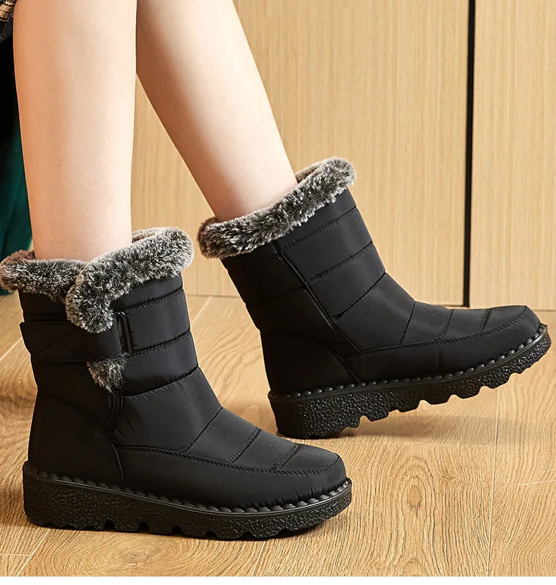 Women's Boots 2025 Trend Winter Shoes For Woman Winter Boots Ankle Low Heels Botas Mujer Waterproof Snow Boots With Fur Shoes