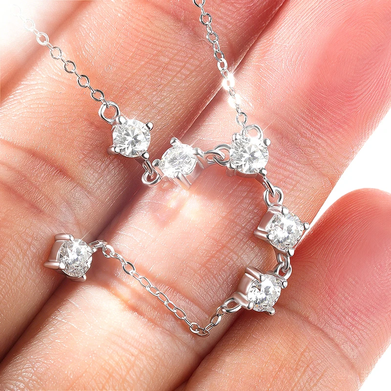 Smyoue 4mm Tassel Necklace Moissanite Pendant Round Cut Sparkling Neck Chain Girls Christmas Gift 925 Sterling Silver Plated 18K