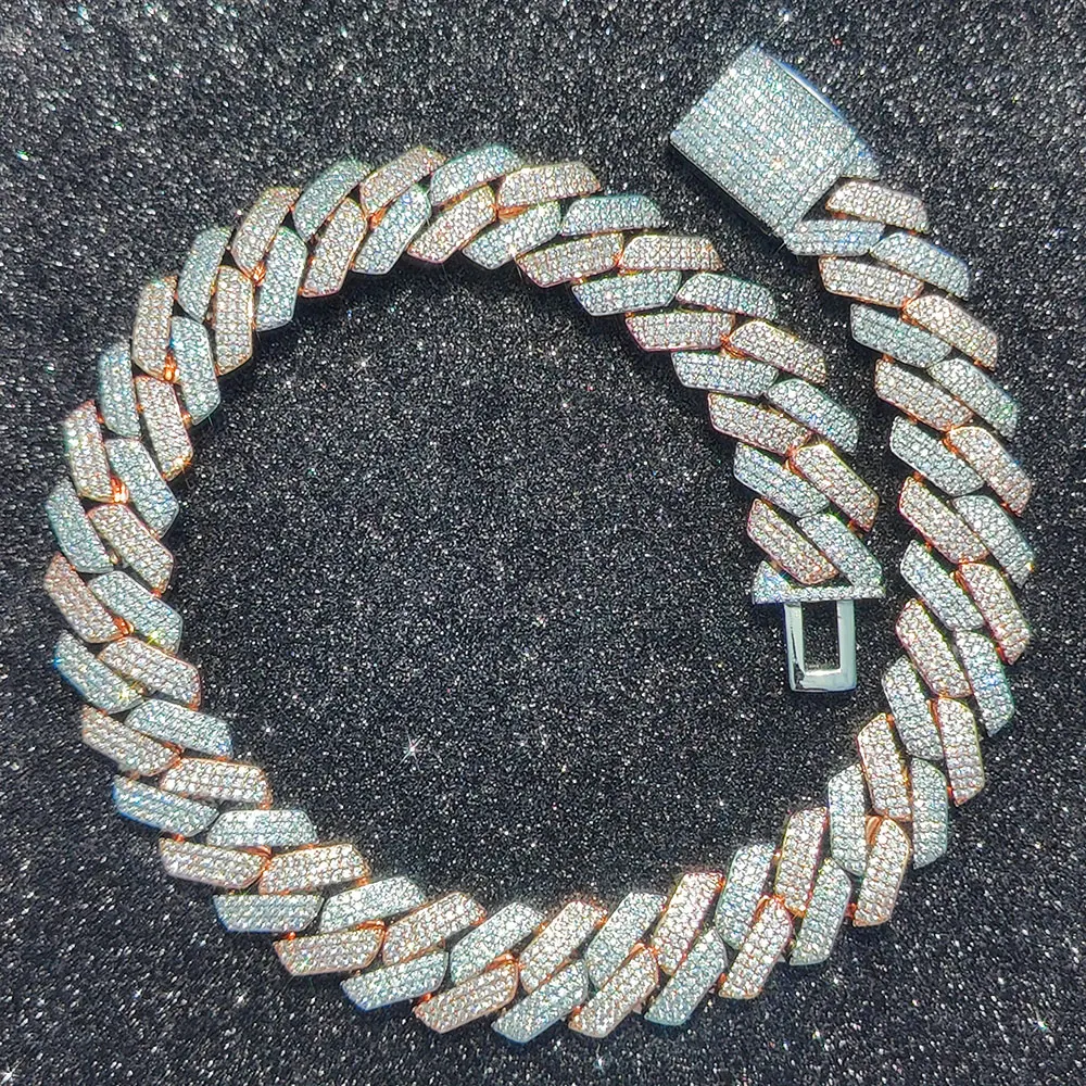 Hip Hop Jewelry 20mm Thick Cuban Link Chain Crystal Miami Gold Silver Two Color Iced Out CZ Cuban Chain Necklace