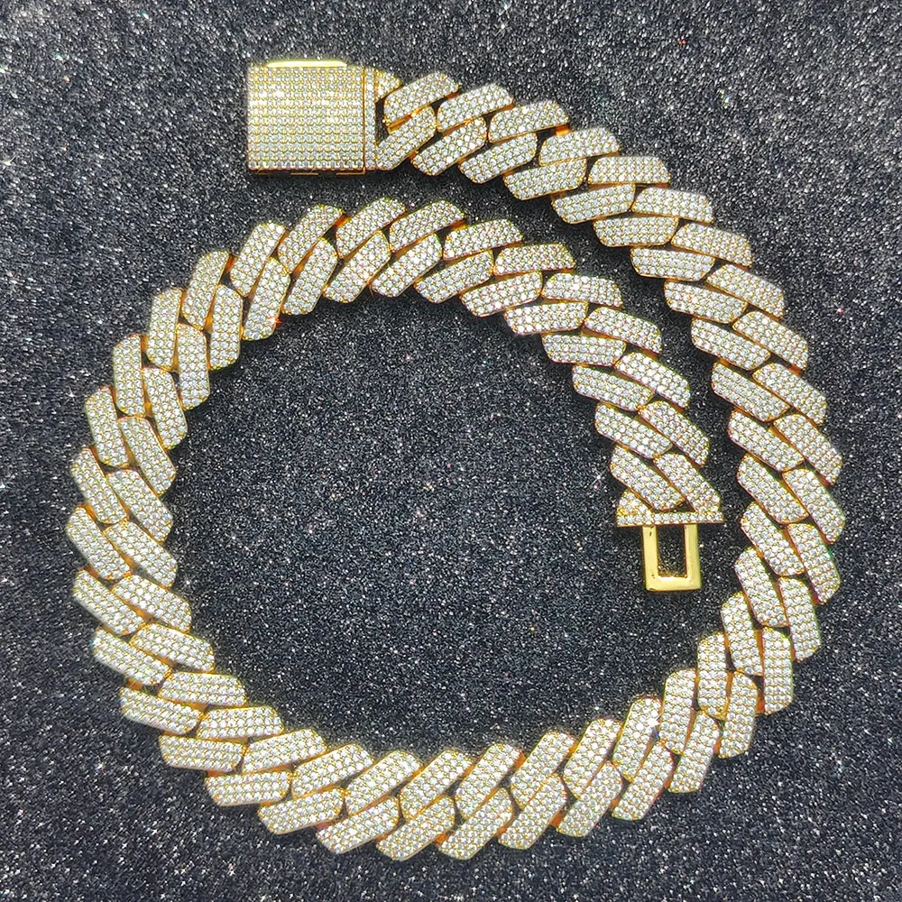 Hip Hop Jewelry 20mm Thick Cuban Link Chain Crystal Miami Gold Silver Two Color Iced Out CZ Cuban Chain Necklace