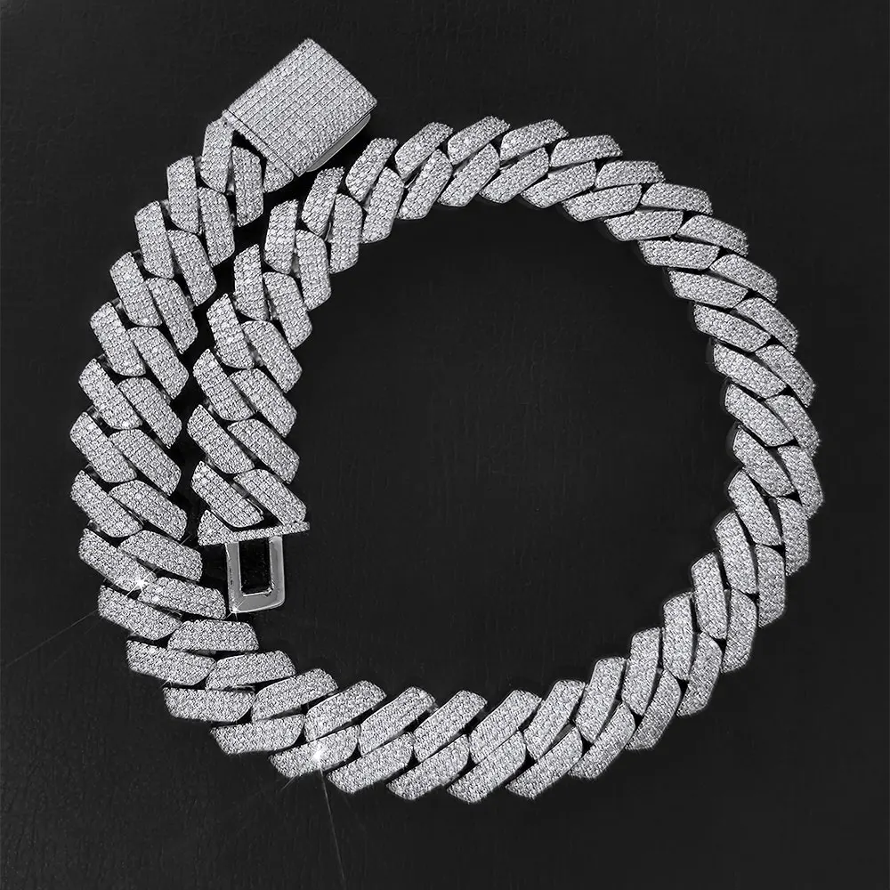 Hip Hop Jewelry 20mm Thick Cuban Link Chain Crystal Miami Gold Silver Two Color Iced Out CZ Cuban Chain Necklace