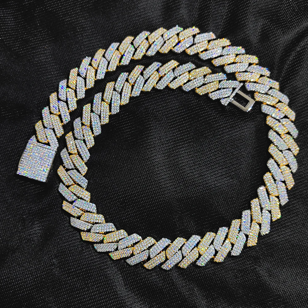 Hip Hop Jewelry 20mm Thick Cuban Link Chain Crystal Miami Gold Silver Two Color Iced Out CZ Cuban Chain Necklace