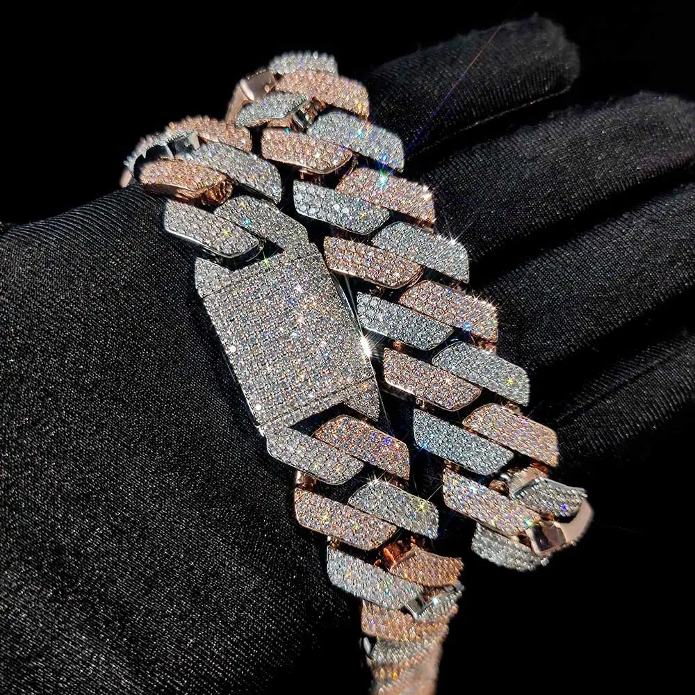 Hip Hop Jewelry 20mm Thick Cuban Link Chain Crystal Miami Gold Silver Two Color Iced Out CZ Cuban Chain Necklace