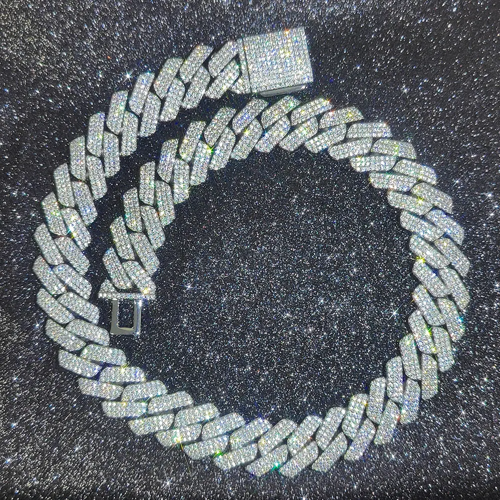 Hip Hop Jewelry 20mm Thick Cuban Link Chain Crystal Miami Gold Silver Two Color Iced Out CZ Cuban Chain Necklace