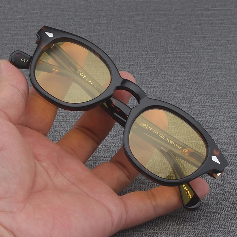 Sun Glasses Man Johnny Depp Lemtosh Polarized Sunglasses Woman Luxury Brand Vintage Acetate Frame Green Drivering Goggles