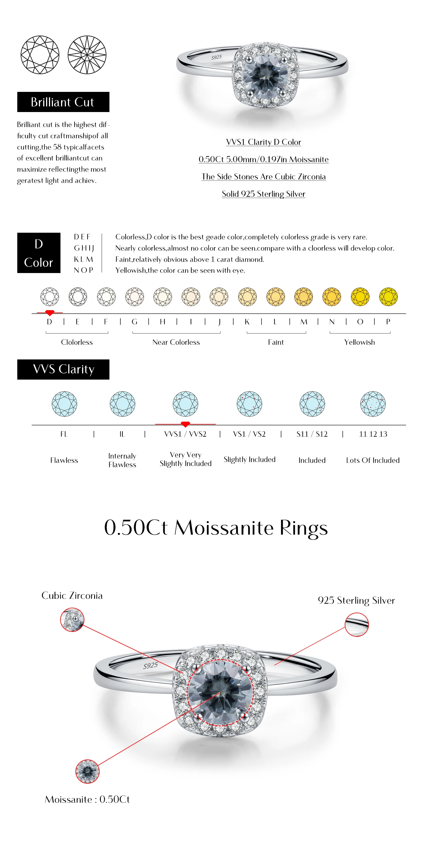 MODIAN D Color Gray Moissanite Rings 925 Sterling Silver Fashion Sparkle Square Halo Ring For Women Wedding Fine Jewelry Gift