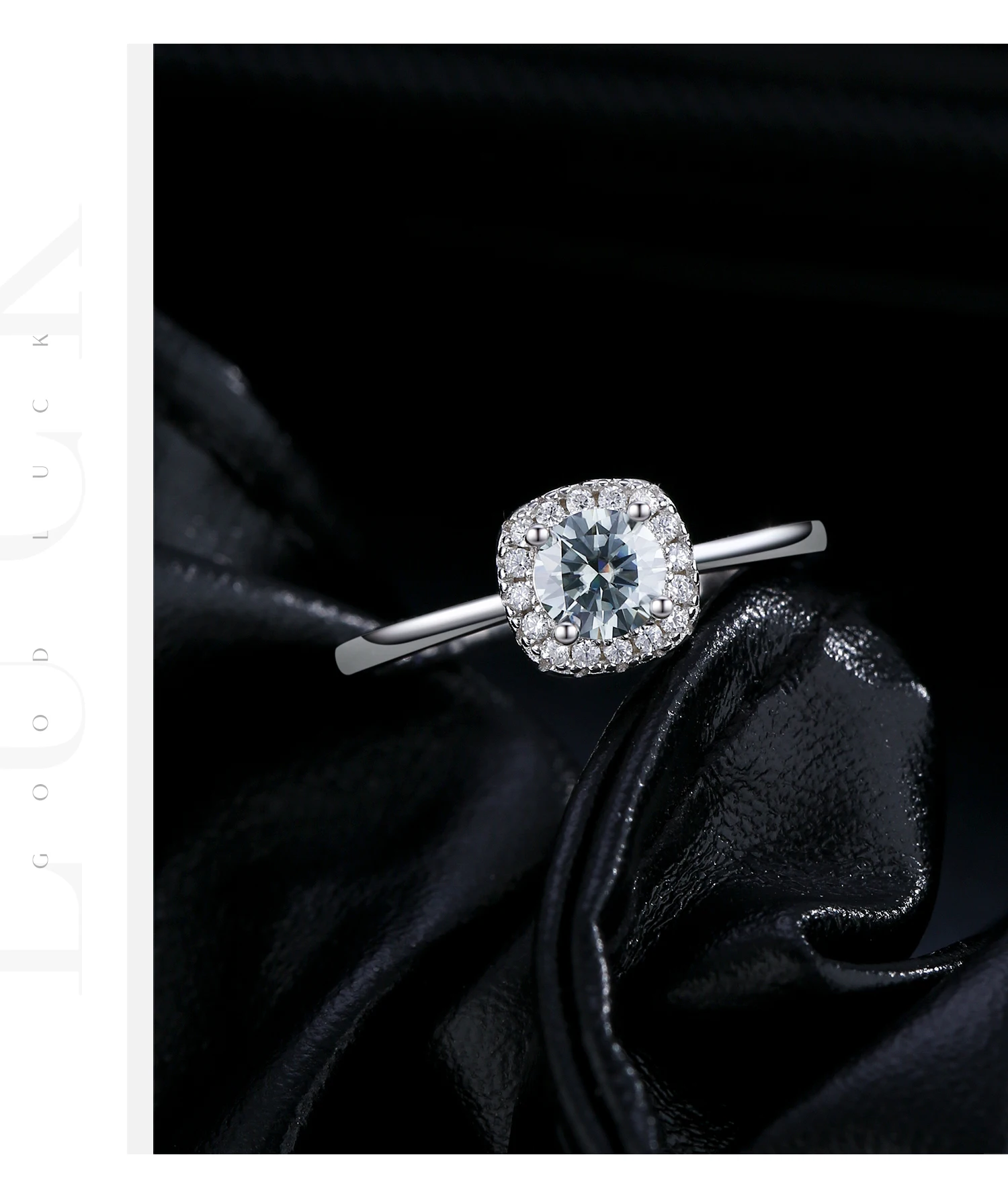 MODIAN D Color Gray Moissanite Rings 925 Sterling Silver Fashion Sparkle Square Halo Ring For Women Wedding Fine Jewelry Gift