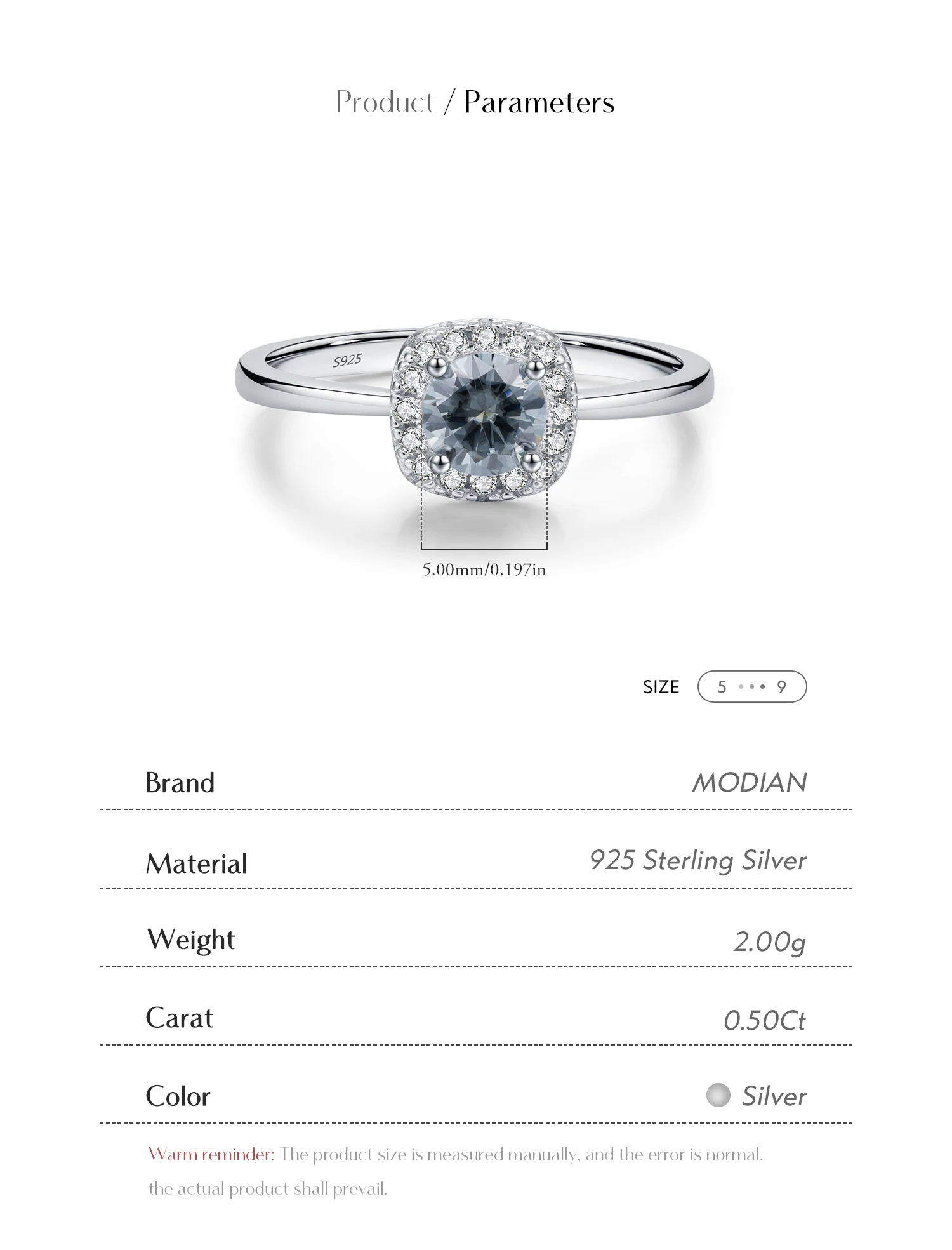 MODIAN D Color Gray Moissanite Rings 925 Sterling Silver Fashion Sparkle Square Halo Ring For Women Wedding Fine Jewelry Gift
