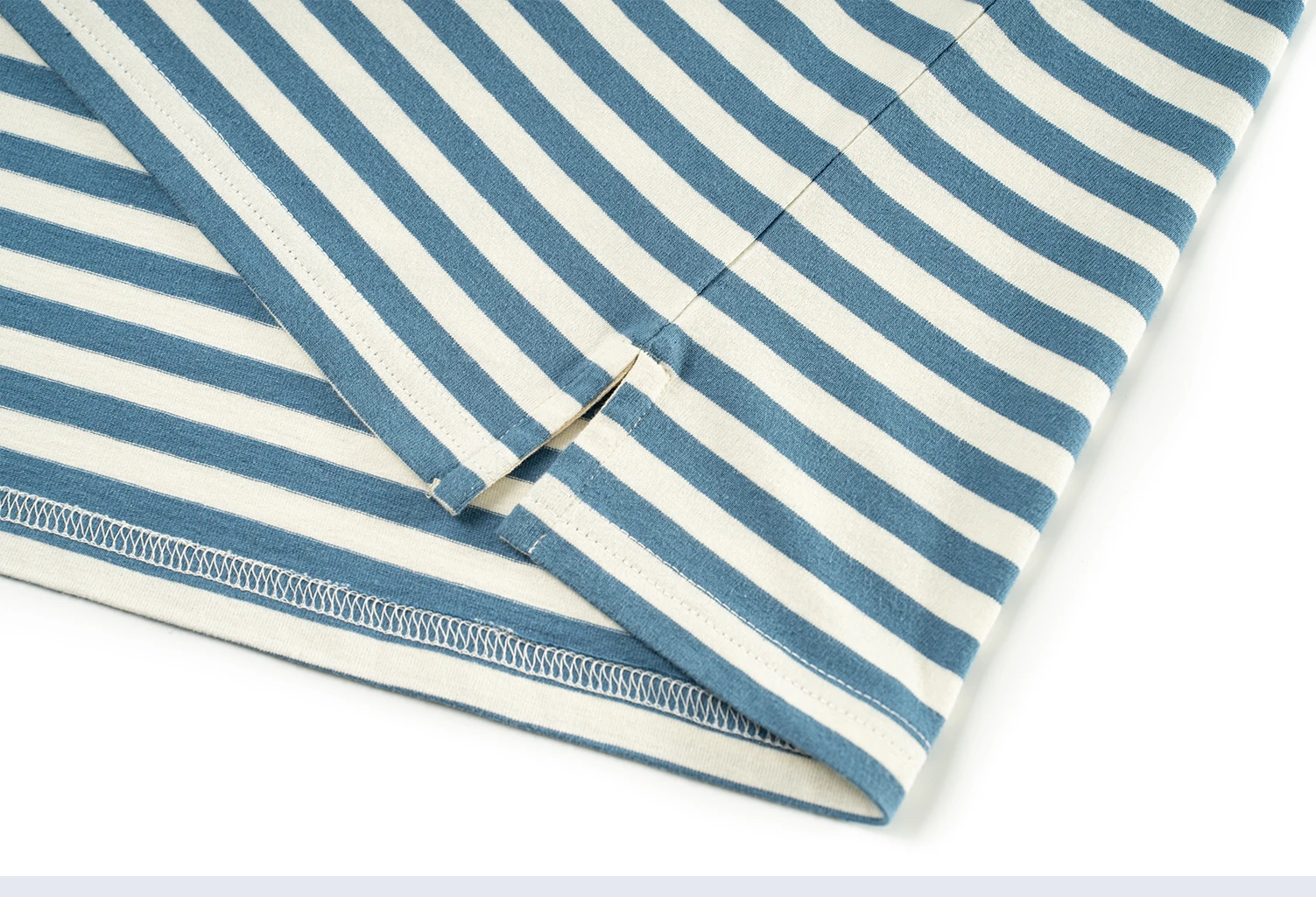 Men Loose Fit One Shoulder Sea Soul Long Sleeve T Shirt Blue White Breton Striped 100% Cotton Versatile Casual Tops