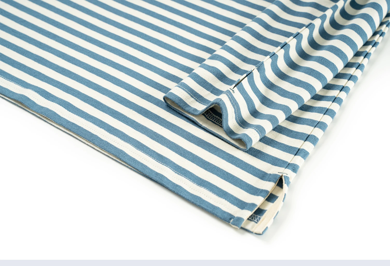 Men Loose Fit One Shoulder Sea Soul Long Sleeve T Shirt Blue White Breton Striped 100% Cotton Versatile Casual Tops