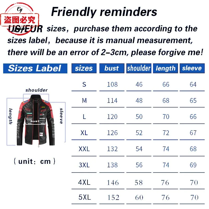European Size Yamaha Motorcycle Logo Printed Riding Suit PU Leather Jacket Autumn/winter Men's Jacket Racing Suit Workwear