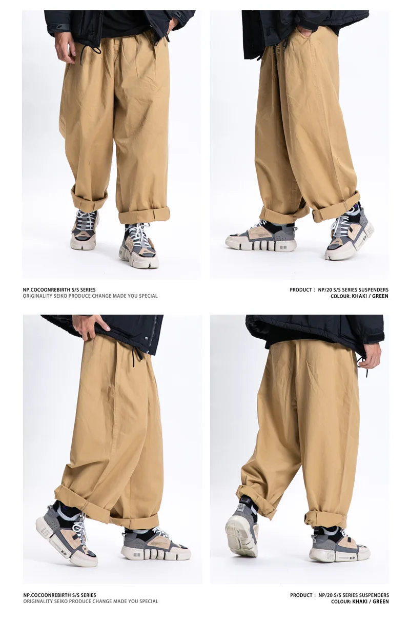 2025 Spring New Cityboy Casual Pants Japanese Loose Fashion Versatile Wide Leg Pants Solid Color Work Pants Men and Women