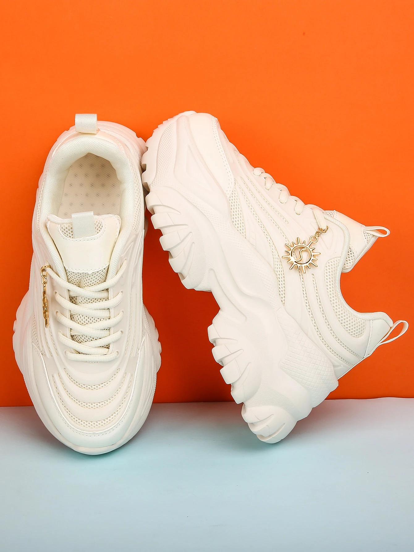 Women's Four Seasons Outdoor Sports Shoes Pure White Summer Chunky Sneakers Soft Sole Cushioned Running Shoes for Women