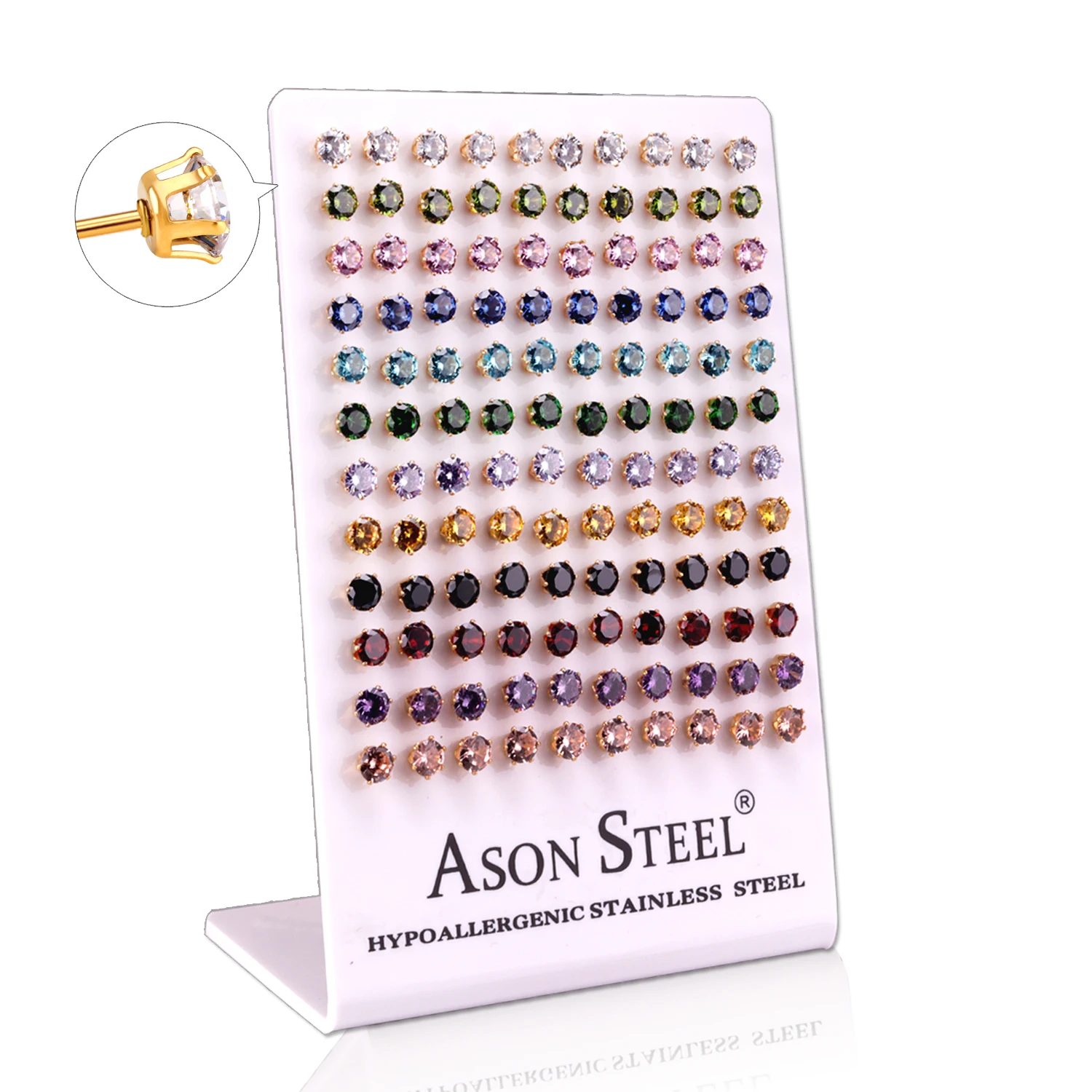 60Pairs/Lot Stainless Steel 3-8MM Clear Round Crystal Zircon Stud Earrings 4/6 Prong Tragus Cartilage Piercing Jewelry Wholesale