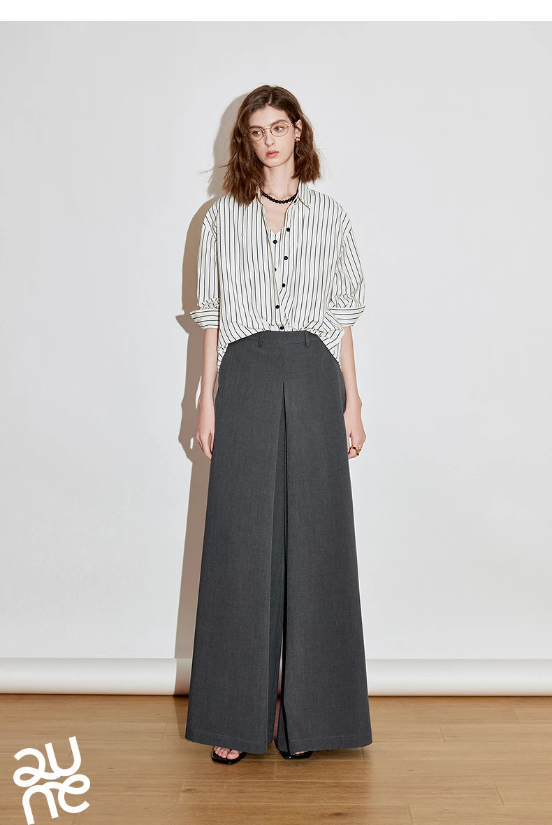 TOYOUTH Women Striped Shirt 2025 Spring New Lyocell Cotton Long Sleeve Versatile Blouse Shirt Tops Blue
