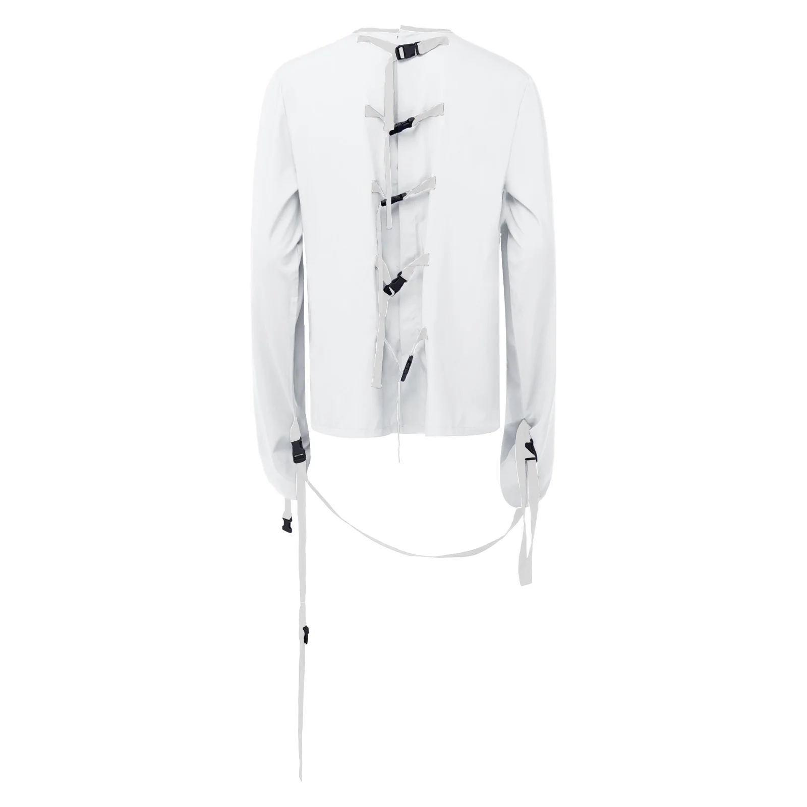 Adult Upper Limb Protective Tops Manic Patients Nursing Safety Restraint Clothes Long Sleeve Back Buckles Securing Strap T-shirt