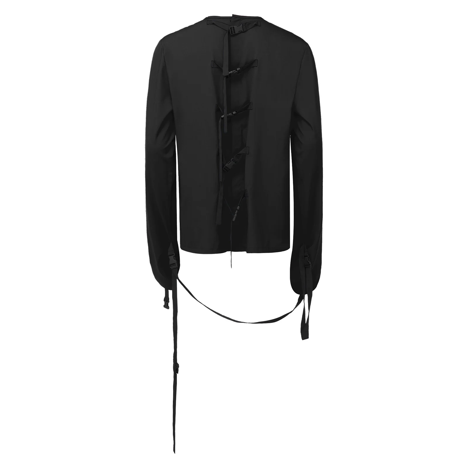 Adult Upper Limb Protective Tops Manic Patients Nursing Safety Restraint Clothes Long Sleeve Back Buckles Securing Strap T-shirt