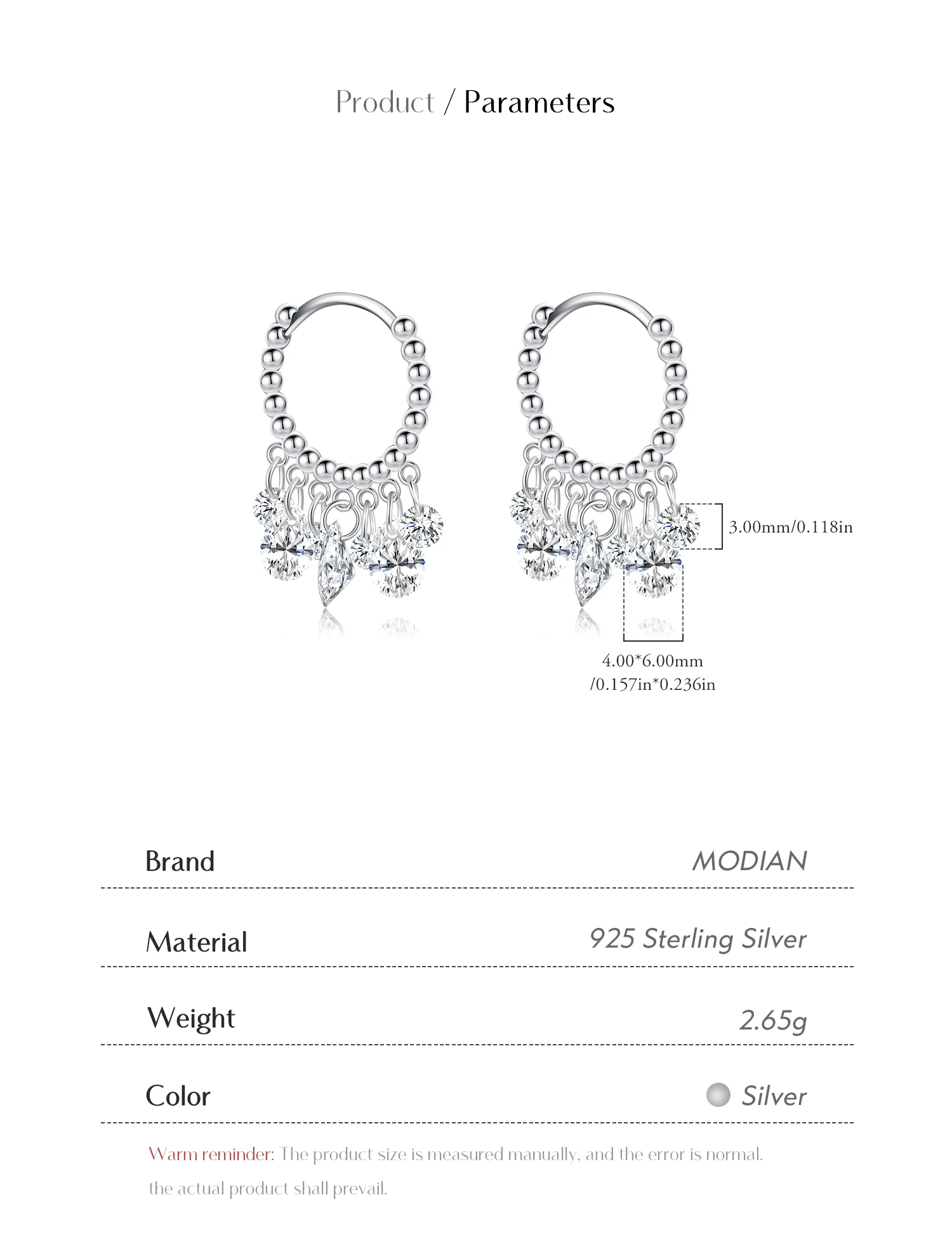 MODIAN 925 Sterling Silver Luxury Geometric Stunning Clear CZ Hoop Earrings Fashion Sparkling Dangle Ears For Women Fine Jewelry