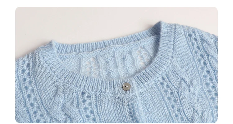 CHIC VEN Female Cardigan Loose Casual Mohair Hollow Knitted Sweaters Female Short Jumpers Spring Summer 2025 Tops