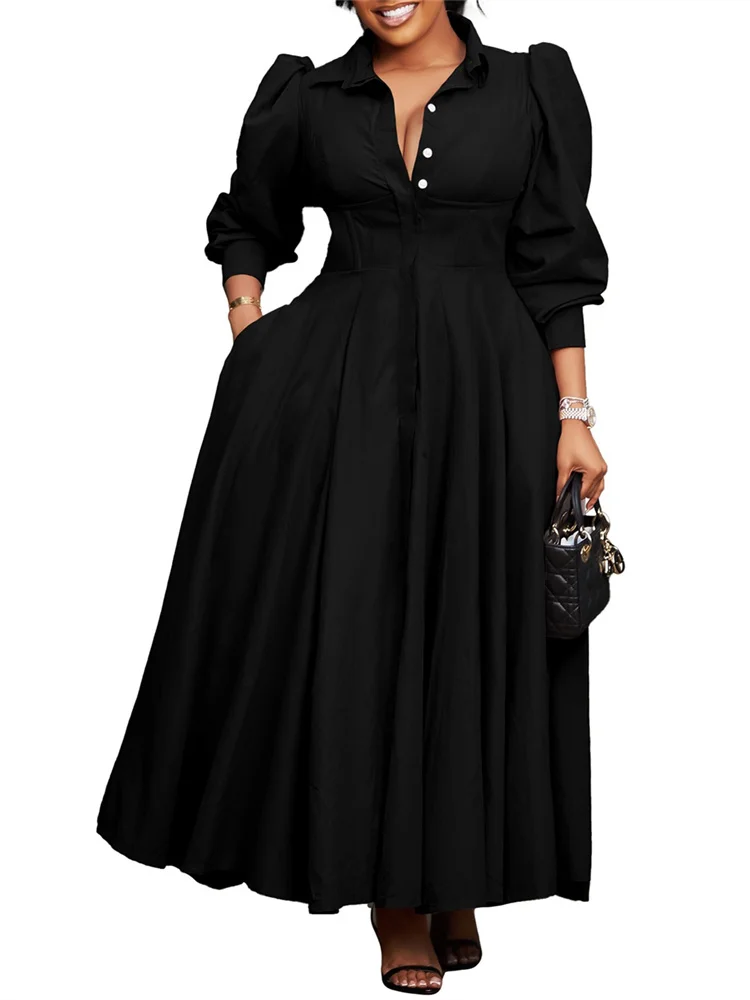 Wmstar Dress Women Casual Button Long Sleeve Dresses Fashion Streetwear Big Swing New Spring Clothes Wholesale Dropshipping