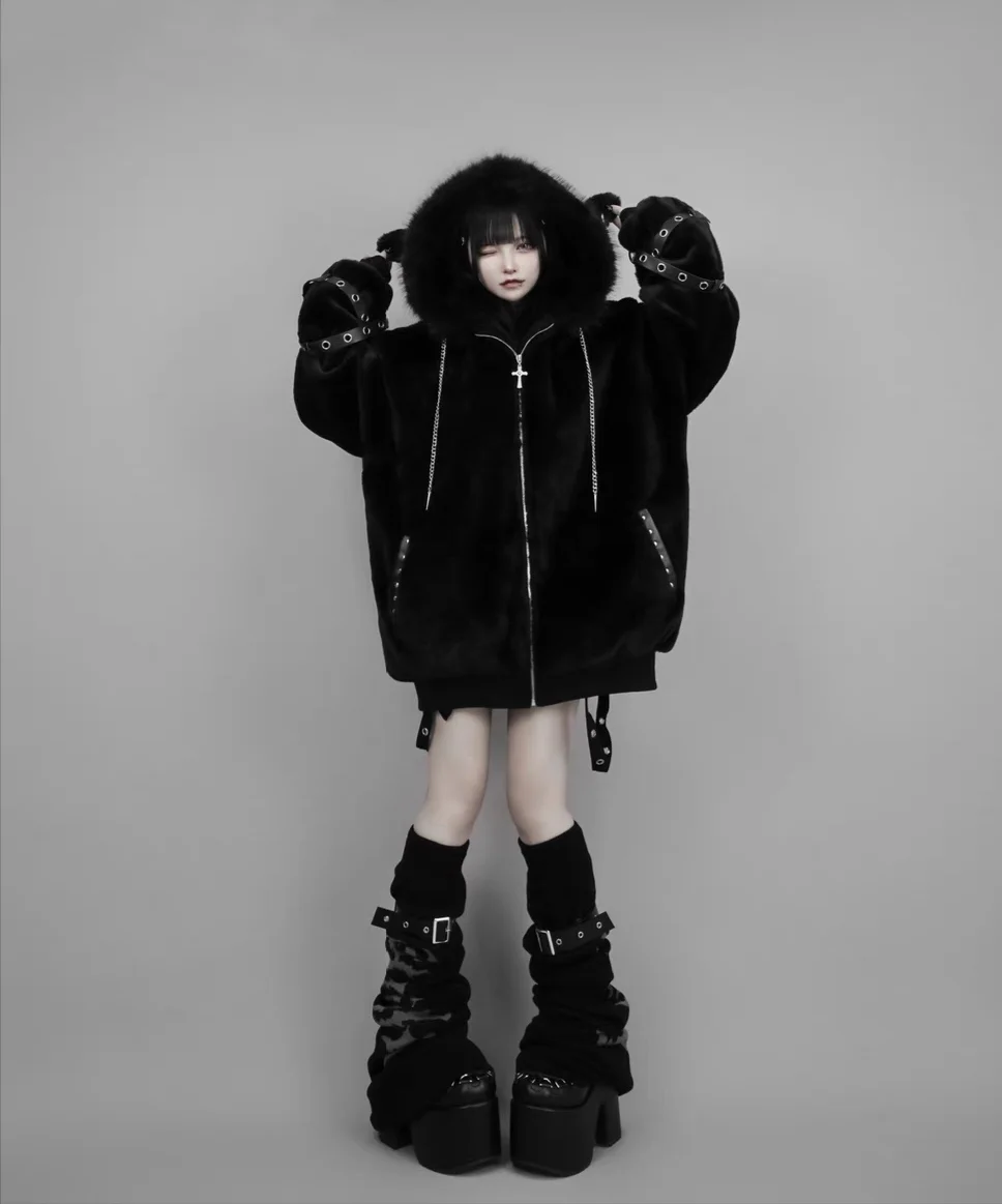Mauroicardi Autumn Winter Oversized Warm Soft White Faux Fur Coat Women with Hood Harajuku Fashion Fluffy Jacket Streetwear 2025