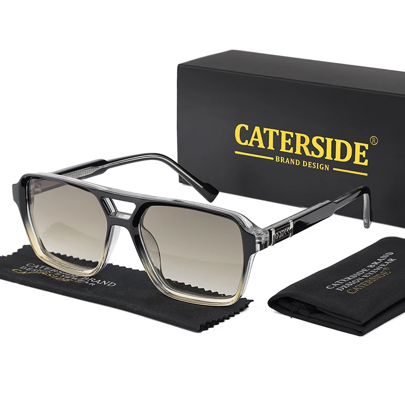CATERSIDE Fashion Punk Sunglasses Men Square Frame Flat Top Double Bridge High Quality Sun Glasses Women Party Festival Gifts