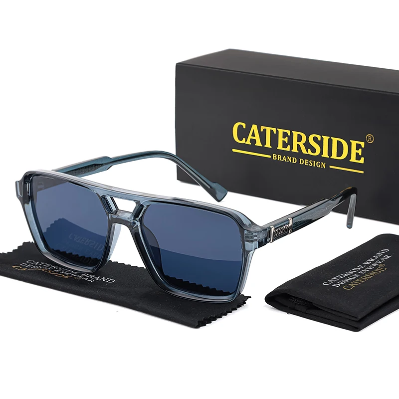 CATERSIDE Fashion Punk Sunglasses Men Square Frame Flat Top Double Bridge High Quality Sun Glasses Women Party Festival Gifts
