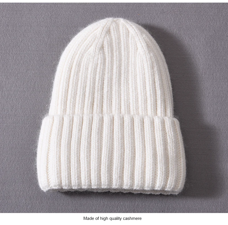 Winter Silk Satin Lined Beanie Hats Women Men Unisex Thick Chunky Cap Striped Warm Soft High Quality Cashmere Knitted Beanie Hat