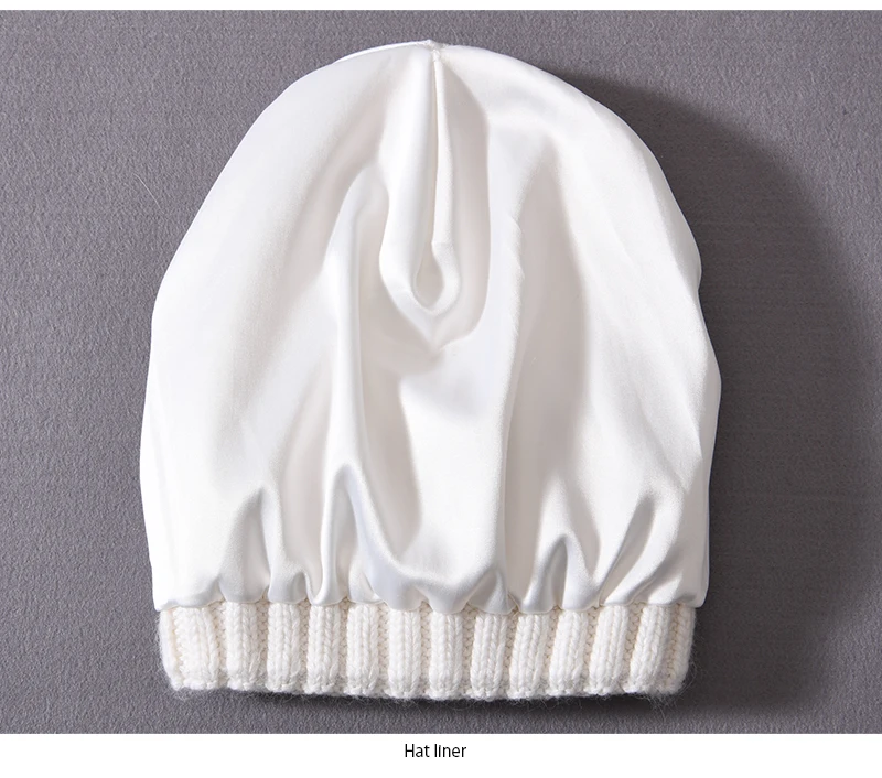 Winter Silk Satin Lined Beanie Hats Women Men Unisex Thick Chunky Cap Striped Warm Soft High Quality Cashmere Knitted Beanie Hat