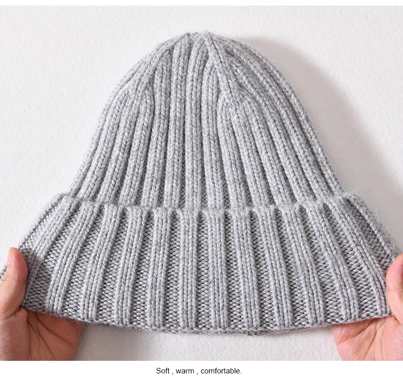 Winter Silk Satin Lined Beanie Hats Women Men Unisex Thick Chunky Cap Striped Warm Soft High Quality Cashmere Knitted Beanie Hat