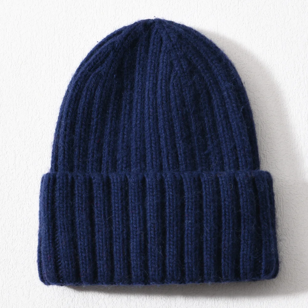 Winter Silk Satin Lined Beanie Hats Women Men Unisex Thick Chunky Cap Striped Warm Soft High Quality Cashmere Knitted Beanie Hat