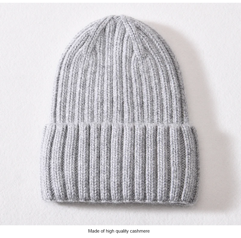 Winter Silk Satin Lined Beanie Hats Women Men Unisex Thick Chunky Cap Striped Warm Soft High Quality Cashmere Knitted Beanie Hat