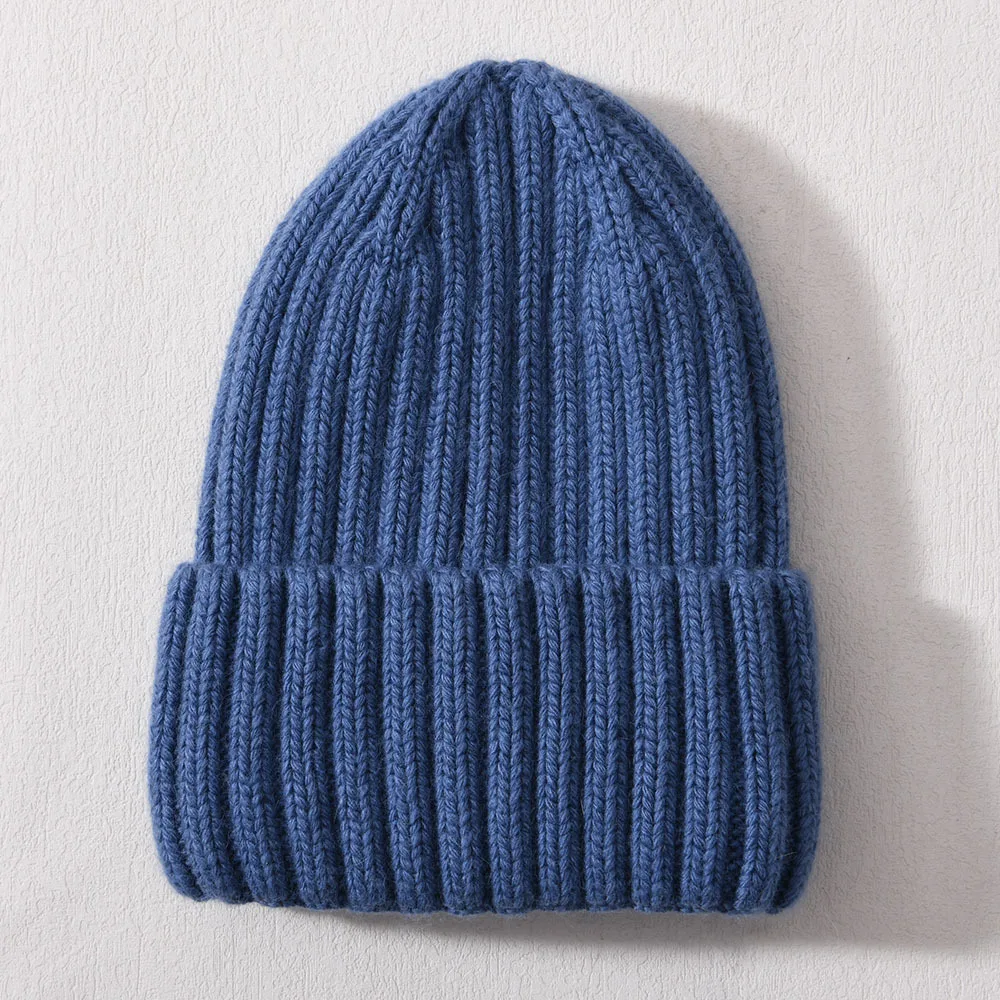Winter Silk Satin Lined Beanie Hats Women Men Unisex Thick Chunky Cap Striped Warm Soft High Quality Cashmere Knitted Beanie Hat