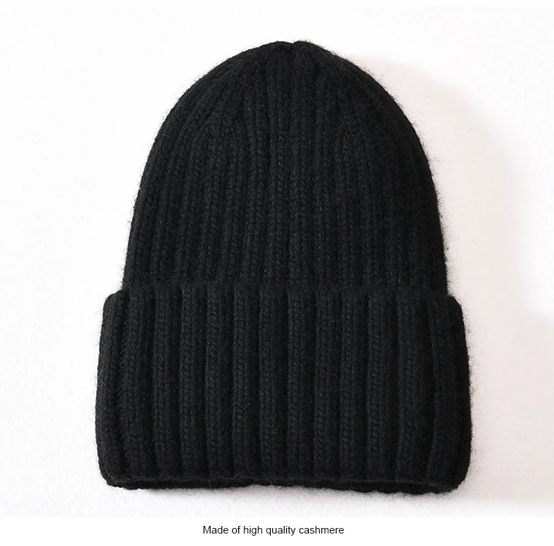 Winter Silk Satin Lined Beanie Hats Women Men Unisex Thick Chunky Cap Striped Warm Soft High Quality Cashmere Knitted Beanie Hat