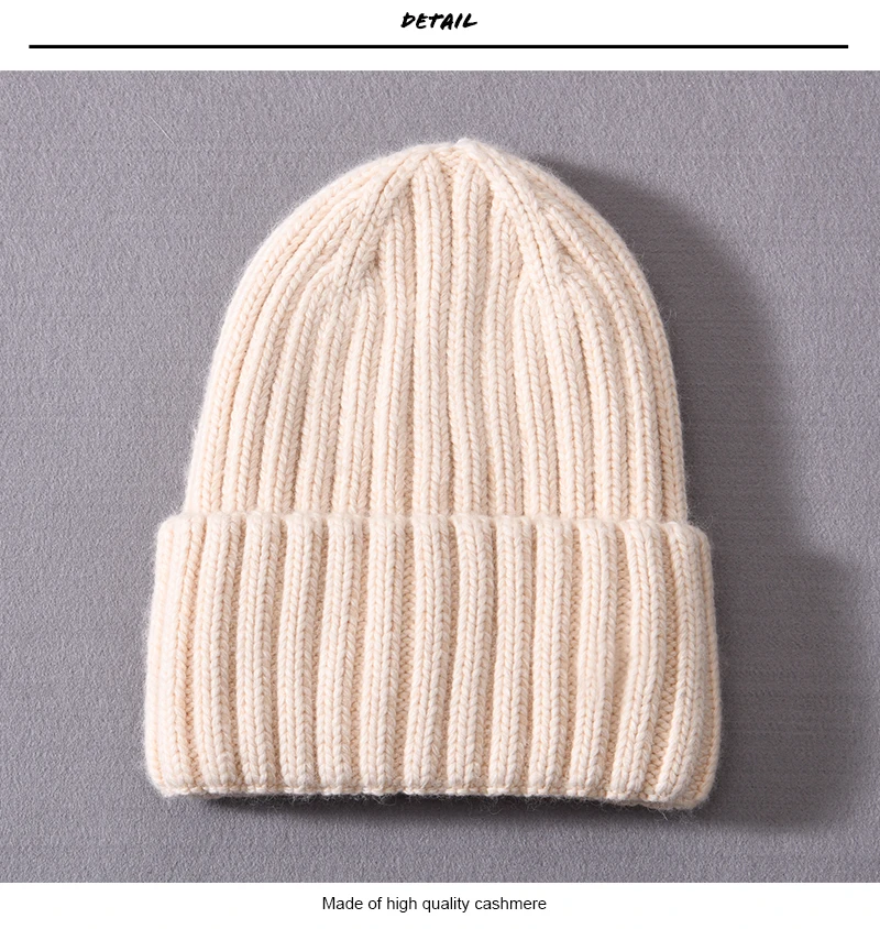 Winter Silk Satin Lined Beanie Hats Women Men Unisex Thick Chunky Cap Striped Warm Soft High Quality Cashmere Knitted Beanie Hat