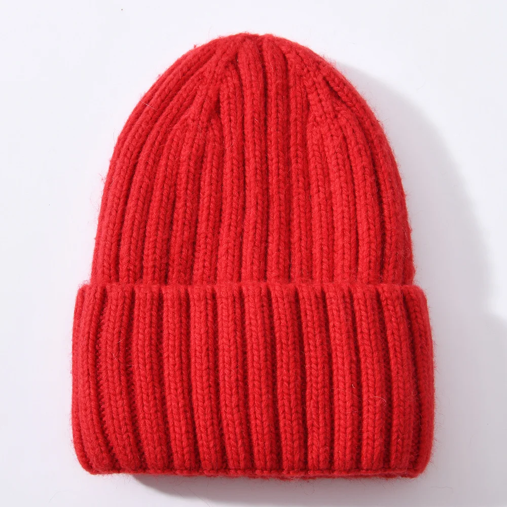 Winter Silk Satin Lined Beanie Hats Women Men Unisex Thick Chunky Cap Striped Warm Soft High Quality Cashmere Knitted Beanie Hat