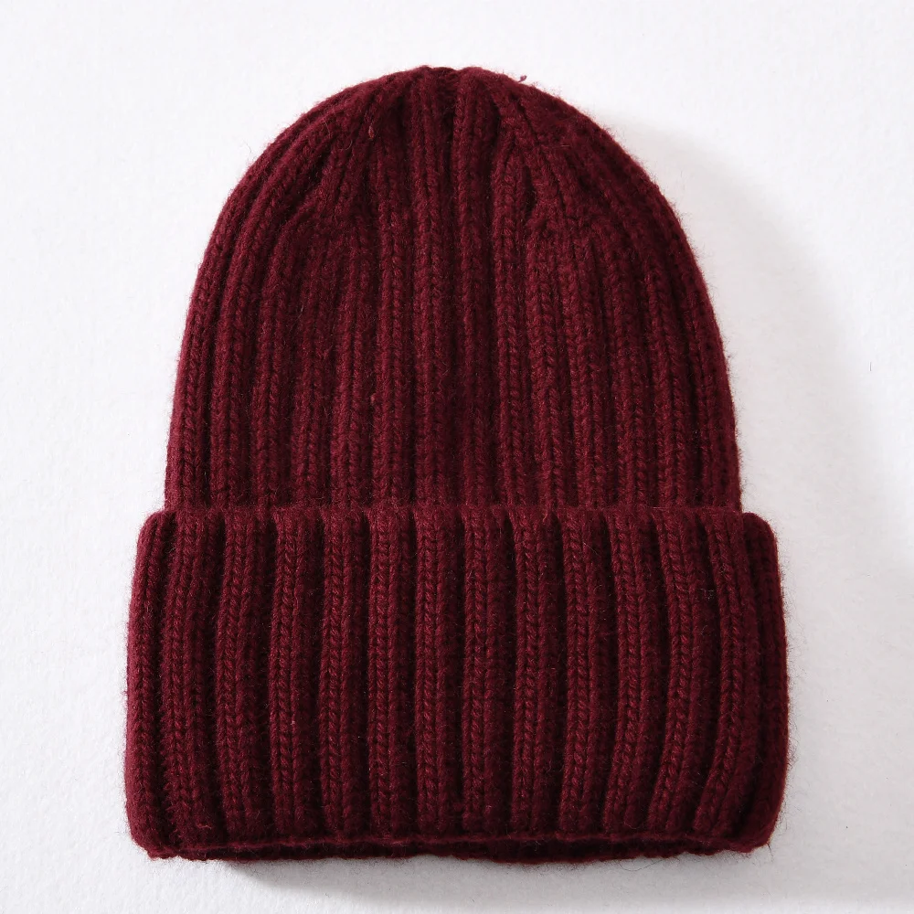 Winter Silk Satin Lined Beanie Hats Women Men Unisex Thick Chunky Cap Striped Warm Soft High Quality Cashmere Knitted Beanie Hat