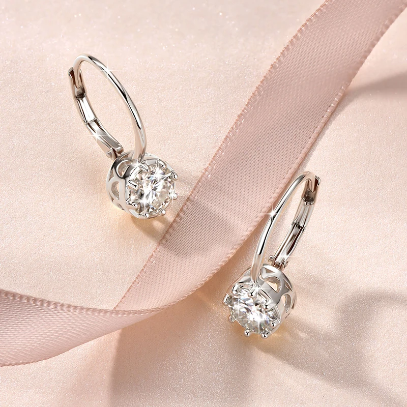 Lnngy Sparkling GRA Certified Moissanite Diamond Earrings For Women 14K Gold Filled 6.5MM Single Stone Hoop Earring Jewelry