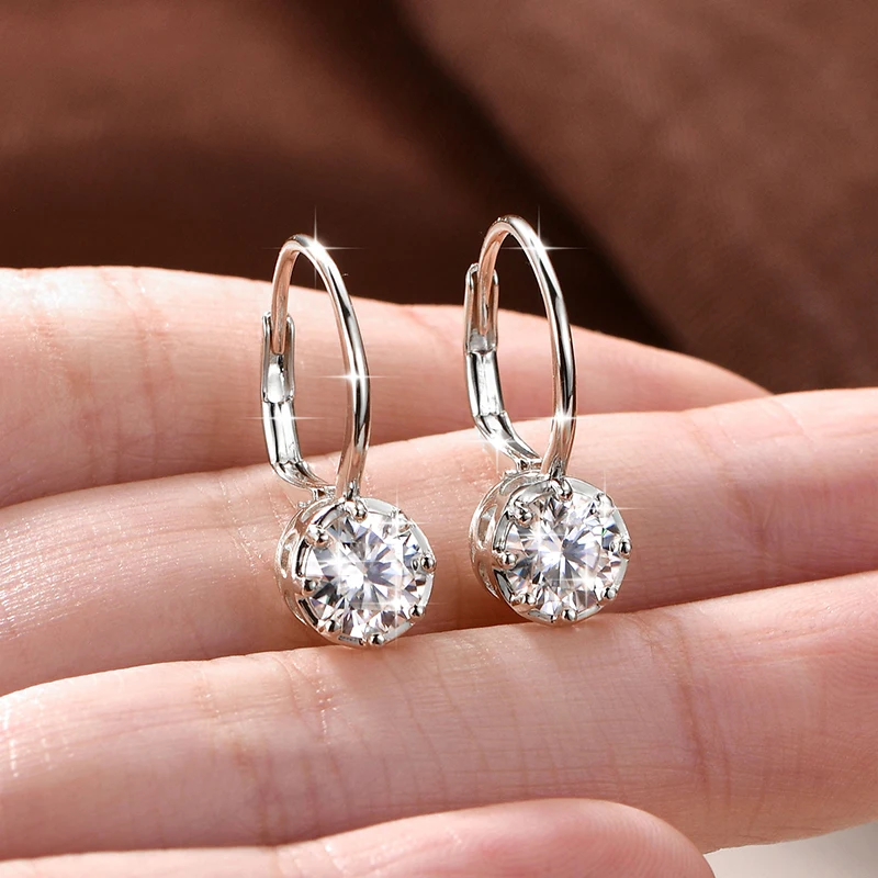 Lnngy Sparkling GRA Certified Moissanite Diamond Earrings For Women 14K Gold Filled 6.5MM Single Stone Hoop Earring Jewelry