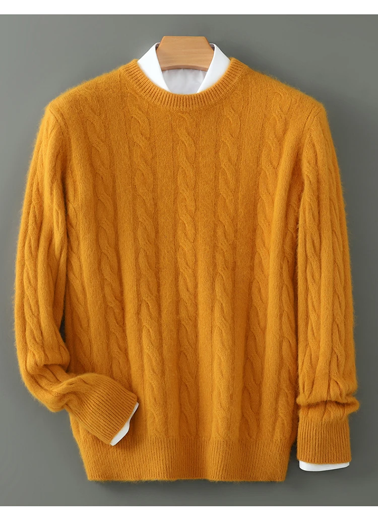 Men's thick cashmere sweater 100% pure cashmere round neck cashmere sweater 2024 new spring and winter knit base shirt