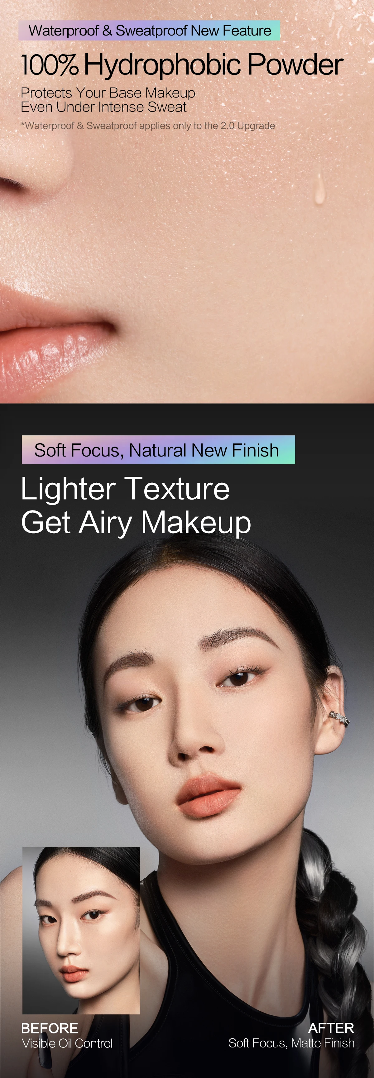 CARSLAN 2.0 Black Magnet Soft Focus Pressed Powder Waterproof Sweatproof 24H Longlasting Oil Control Translucent Setting Powder