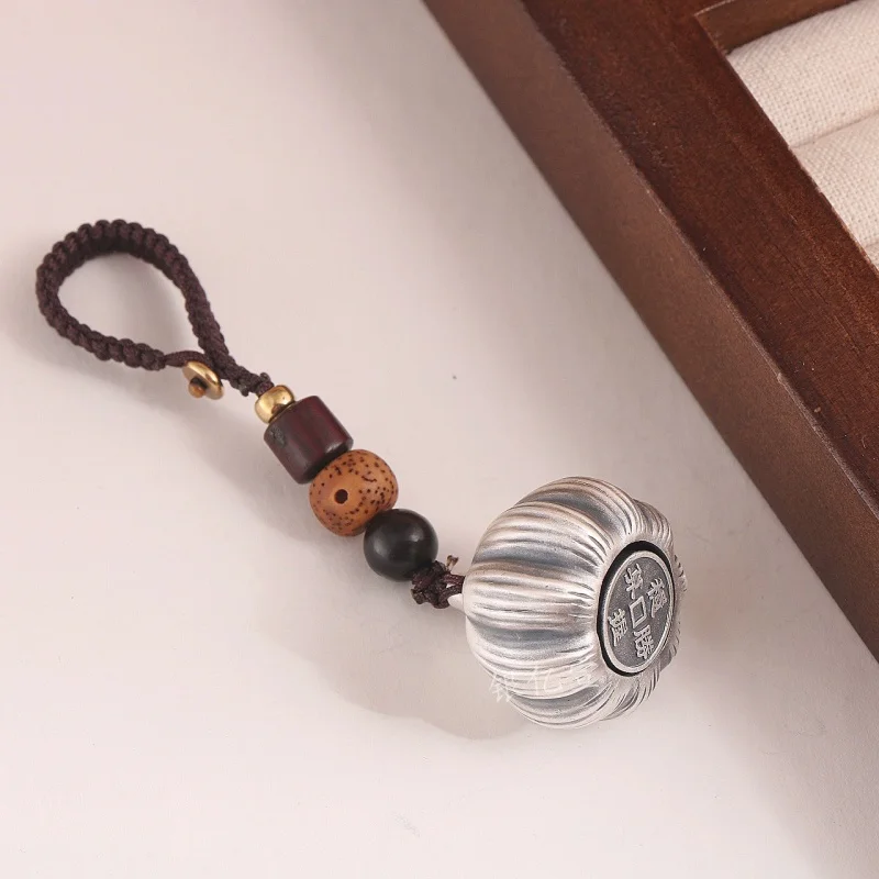 Buyee 925 Silver Garlic Pendant Keychain Vintage Style Car Charm & Phone Accessory Jewelry Ring Circle Gift for Women Men
