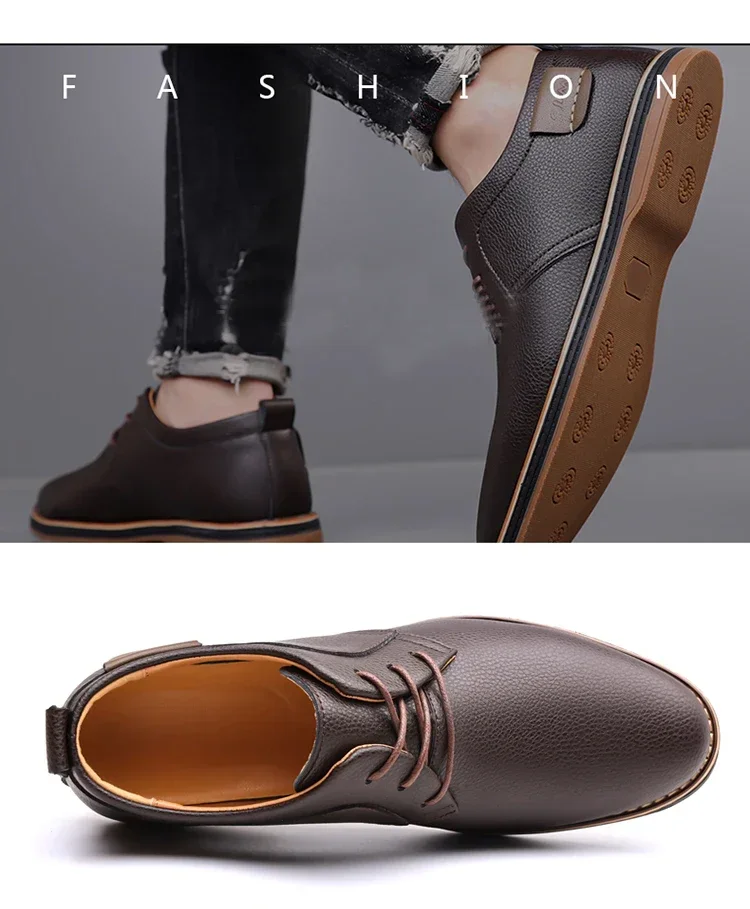 Men's Business Leather Shoes, Breathable & Comfortable, Soft Anti-slip Sole, for Driving, Outdoor Use & Daily Commute-XH202