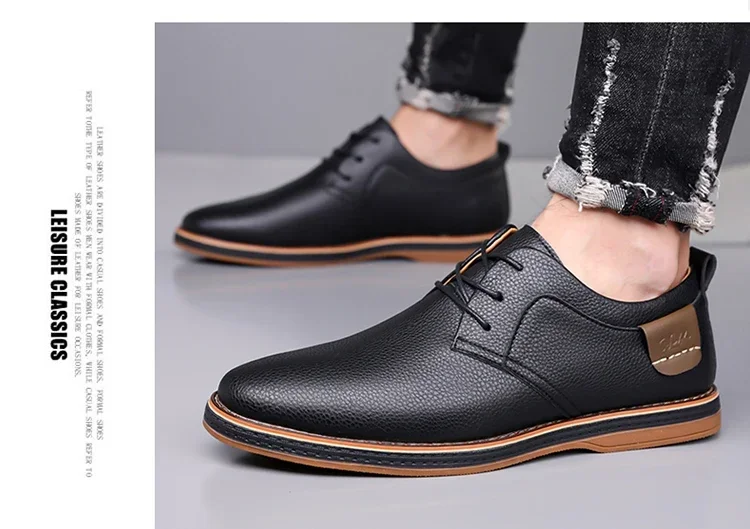 Men's Business Leather Shoes, Breathable & Comfortable, Soft Anti-slip Sole, for Driving, Outdoor Use & Daily Commute-XH202