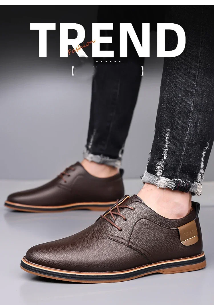Men's Business Leather Shoes, Breathable & Comfortable, Soft Anti-slip Sole, for Driving, Outdoor Use & Daily Commute-XH202