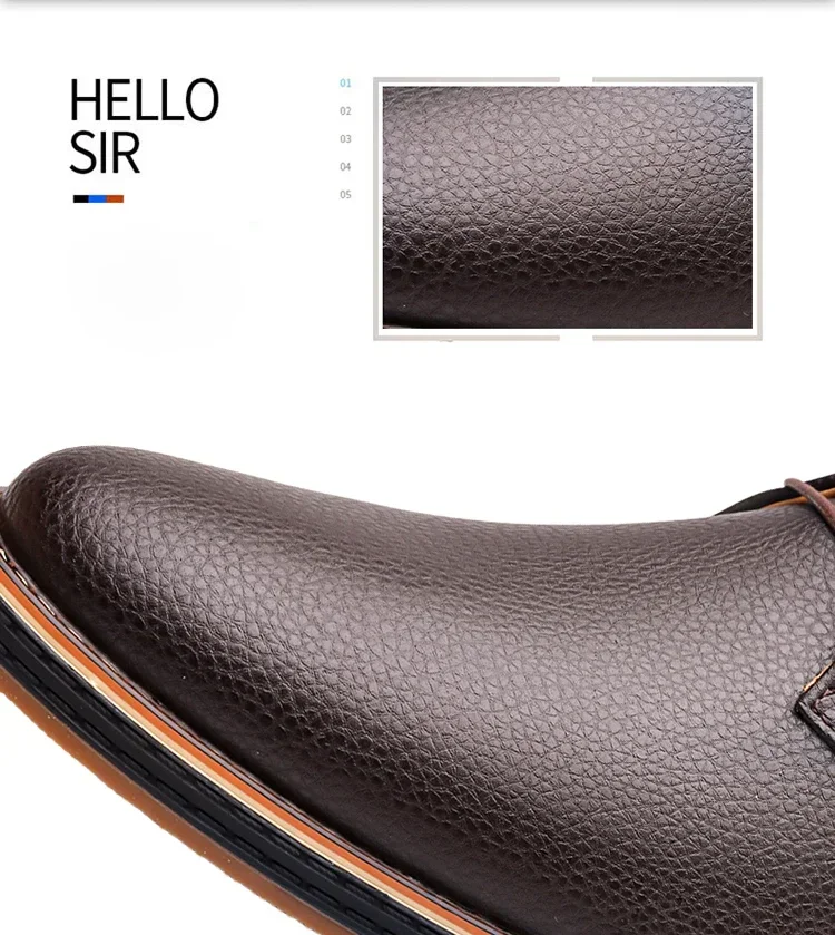 Men's Business Leather Shoes, Breathable & Comfortable, Soft Anti-slip Sole, for Driving, Outdoor Use & Daily Commute-XH202